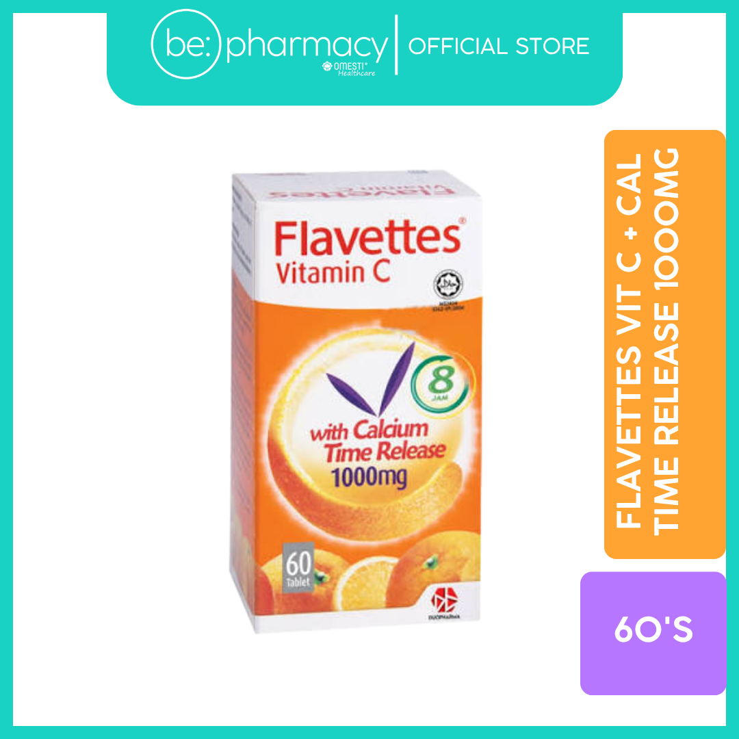 FLAVETTES VITAMIN C + CALCIUM TIME RELEASE 1000MG 60'S