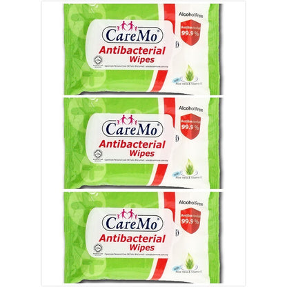 CareMo Antibacterial Wipes With Aloe Vera & Vitamin E (3x15's)