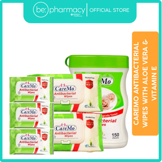 CareMo Antibacterial Wipes With Aloe Vera & Vitamin E (2x70's)