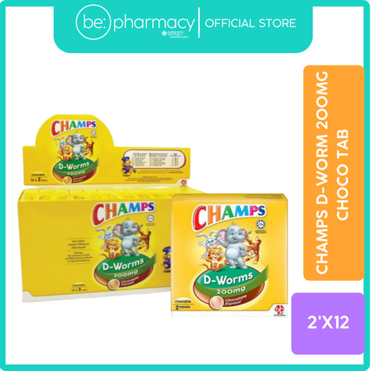 Champs D-worm 200mg Choco Tab 2'x12