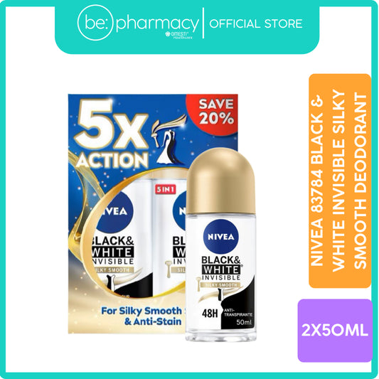 Nivea 83784 Black & White Invisible Silky Smooth Deodorant 2x50ML