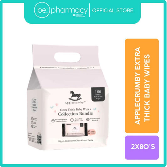 Applecrumby Extra Thick Baby Wipes 2X80'S