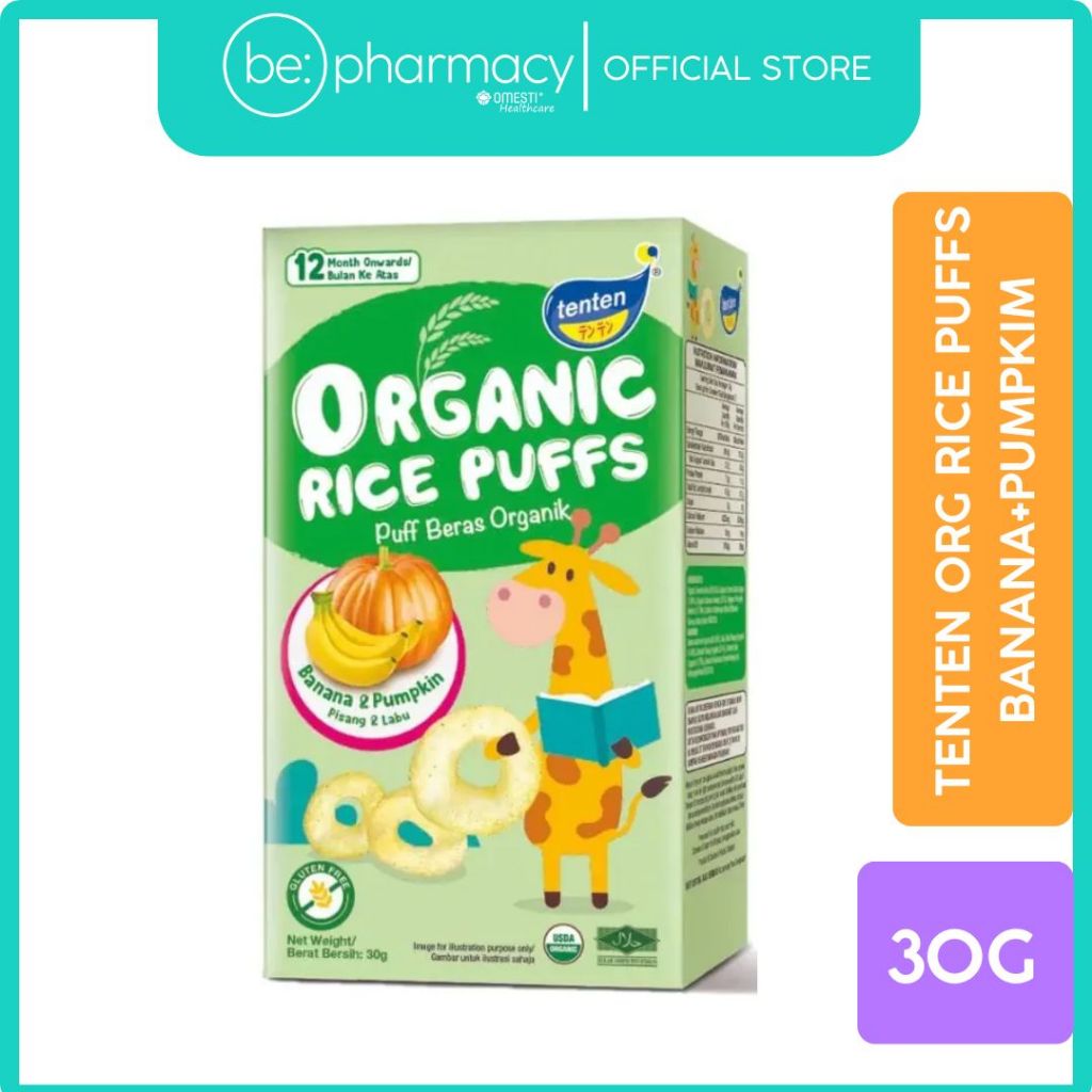 TenTen Organic Rice Puffs Banana + Pumpkin 30g