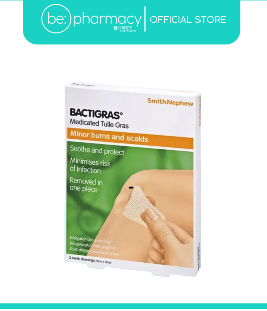 SMITH&NEPHEW BACTIGRAS 10CMX10CM 3'S