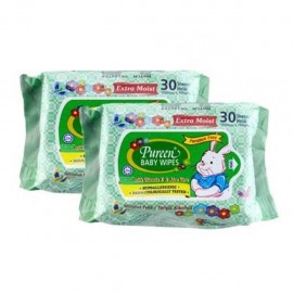 Pureen Baby Wipes Aloe Vera & Vitamin E (green) 2x30's