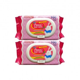 Pureen Baby Wipes Aloe Vera & Vitamin E (Pink) 2x100's