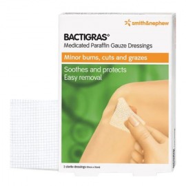 Smith & Nephew Bactrigas Medicated Parrafin Gauze Dressings 10x10cm 3's