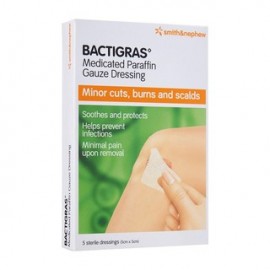Smith & Nephew Bactrigas Medicated Parrafin Gauze Dressings 5x5cm 5's
